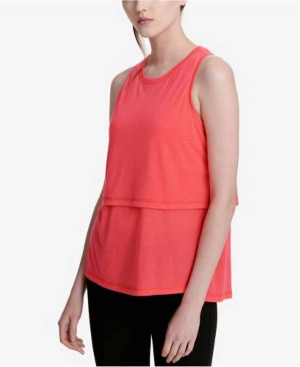 NEW CALVIN KLEIN performance epic tiered tank top in red
